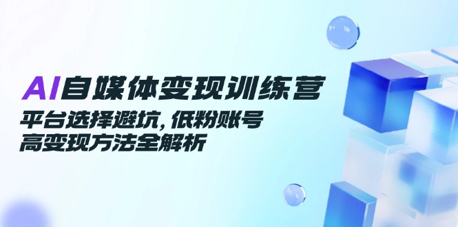 AI自媒体变现训练营，平台选择避坑，低粉账号高变现方法全解析-juejinmima