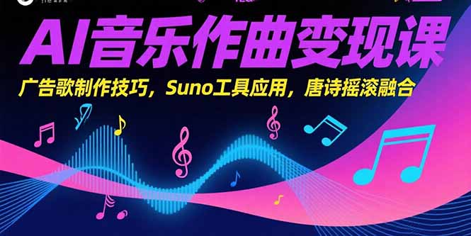 AI音乐作曲变现课，广告歌制作技巧，Suno工具应用，唐诗摇滚融合-juejinmima