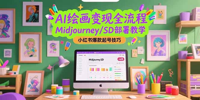 AI绘画变现全流程，Midjourney/SD部署教学，小红书爆款起号技巧-juejinmima