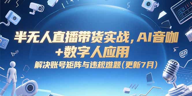 半无人直播带货实战，AI音咖+数字人应用 解决账号矩阵与违规难题(更新7月-juejinmima