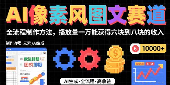 AI像素风图文赛道：全流程制作方法，播放量一万能获得6块到8块的收入-juejinmima