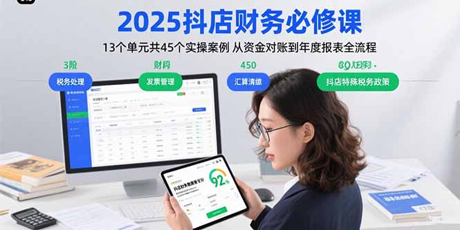 2025抖店财务必修课：13个单元共45个实操案例 从资金对账到年度报表全流程-juejinmima