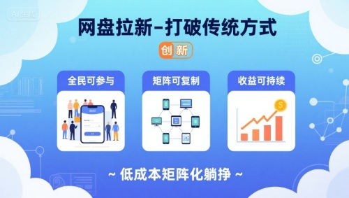 网盘拉新-打破传统方式，低成本矩阵化躺挣，全民可参与、矩阵可复制、收益可持续【揭秘】-juejinmima