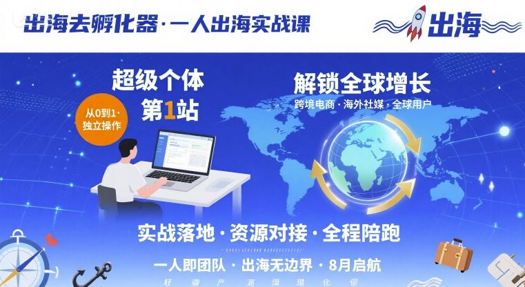 出海去孵化器，一人出海实战课，​超级个体第1站，解锁全球增长-juejinmima
