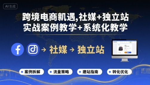 跨境电商新机遇，社媒+独立站，实战案例教学+系统化教学-juejinmima