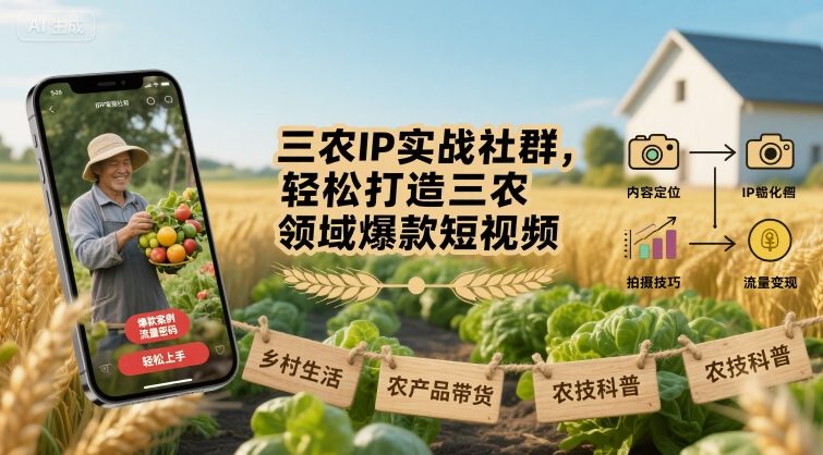 三农IP实战社群，轻松打造三农领域爆款短视频-juejinmima