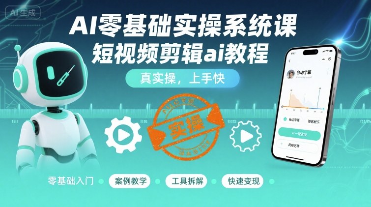 AI零基础实操系统课，短视频剪辑ai教程，真实操，上手快-juejinmima