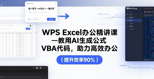 WPS Excel办公精讲课，教用 AI 生成公式，VBA 代码，助力高效办公-juejinmima