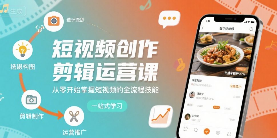 短视频创作剪辑运营课，从零开始掌握短视频的全流程技能-juejinmima