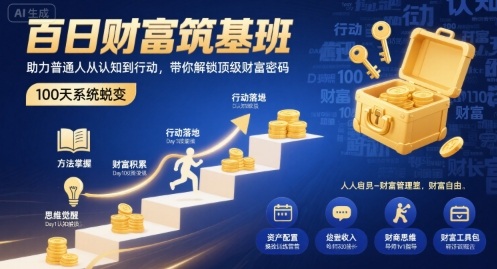 百日财富筑基班，助力普通人从认知到行动，带你解锁顶级财富密码-juejinmima
