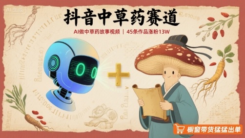 抖音中草药赛道，用AI做中草药故事视频，45条作品涨粉13W，橱窗带货猛猛出单-juejinmima