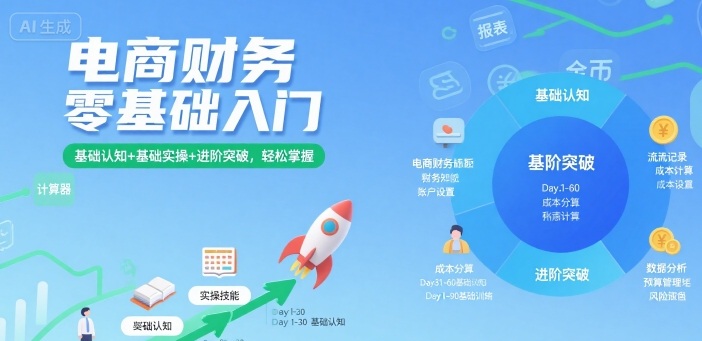 电商财务零基础入门，基础认知+基础实操+进阶突破，轻松掌握-juejinmima