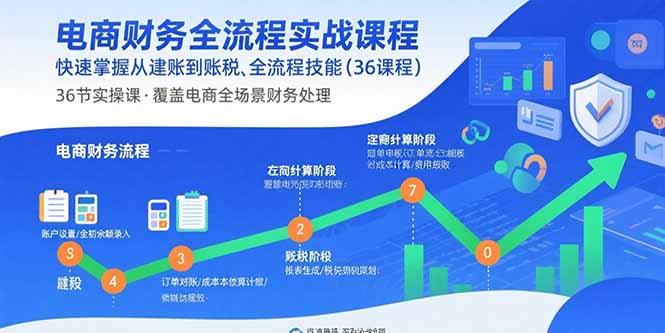 电商财务全流程实战课程：快速掌握从建账到报税的全流程技能(36节课-juejinmima