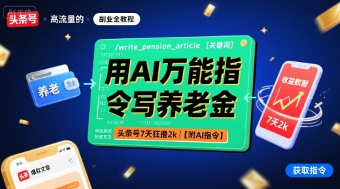 用AI万能指令写养老金，头条号7天狂撸2k【附AI指令】-juejinmima