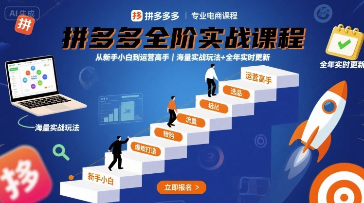 拼多多全阶实战课程，从新手小白到运营高手，海量实战玩法+全年实时更新【2025年9月更新】-juejinmima