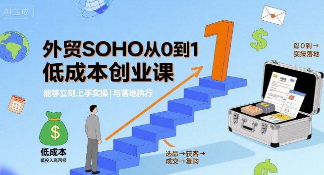 外贸SOHO从0到1低成本创业课，能够立刻上手实操与落地执行-juejinmima
