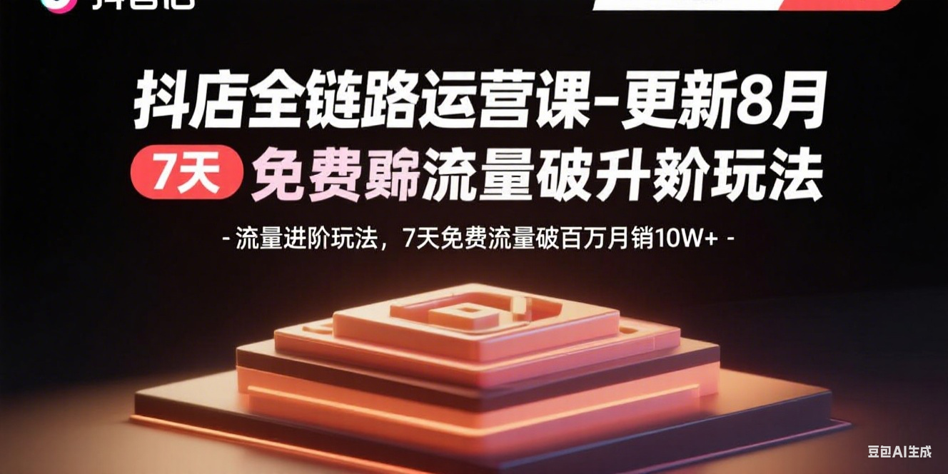 抖店全链路运营课-更新8月：流量进阶玩法，7天免费流量破百万月销10W+-juejinmima