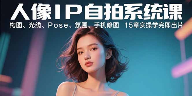 人像IP自拍系统课：构图、光线、Pose、氛围、手机修图 15章实操学完即出片-juejinmima