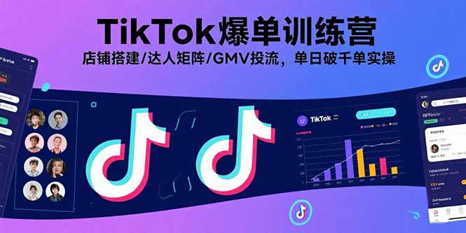 TikTok爆单训练营，店铺搭建/达人矩阵/GMV投流，单日破千单实操-juejinmima