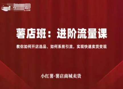 小红薯薯店商城卖货，进阶流量课，教你如何开店选品、如何系统引流，实现快速卖货变现-juejinmima