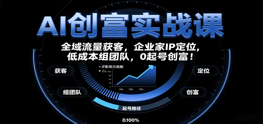 AI创富实战课：企业家IP定位，全域流量获客，低成本组团队，0起号创富！-juejinmima