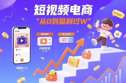 短视频电商：短视频变现从0到盈利过W-juejinmima