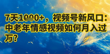 7天收益1k+，视频号新风口：中老年情感视频如何月入过W?-juejinmima
