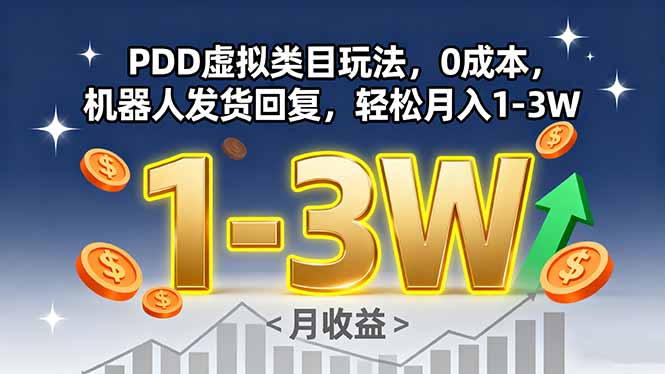 PDD虚拟类目玩法，0成本，机器人发货回复，轻松月入1-3W-juejinmima