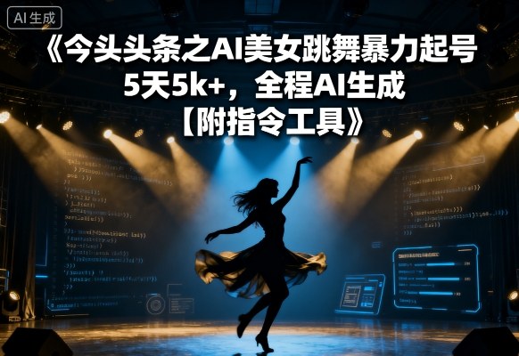 今日头条之AI美女跳舞暴力起号，5天1k+，全程AI生成【附指令工具】-juejinmima
