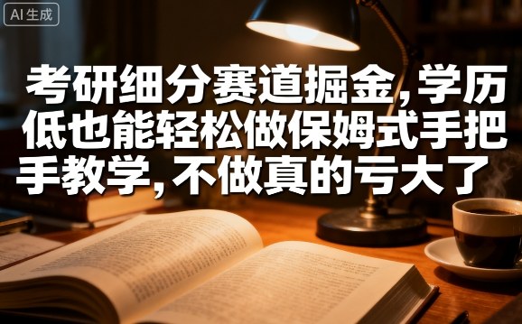 考研细分赛道掘金，日入1k+，学历低也能轻松做保姆式手把手教学，不做真的亏大了【揭秘】-juejinmima