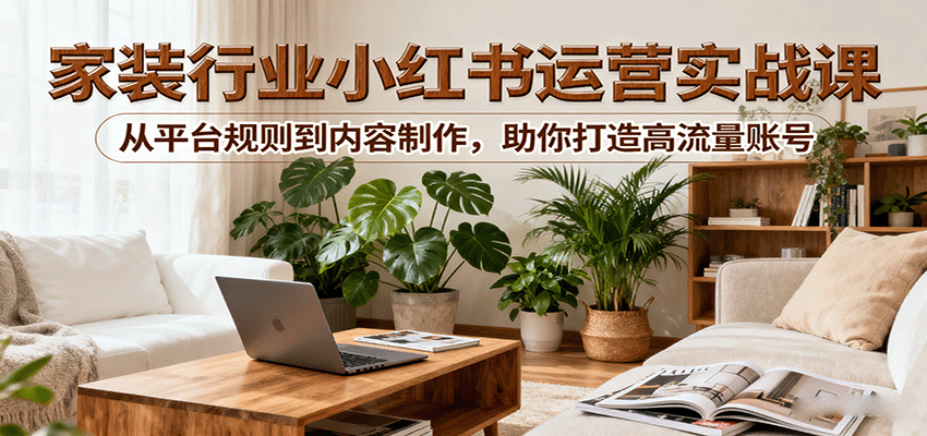 小红书家装行业运营实战课：从平台规则到内容制作，助你打造高流量账号-juejinmima