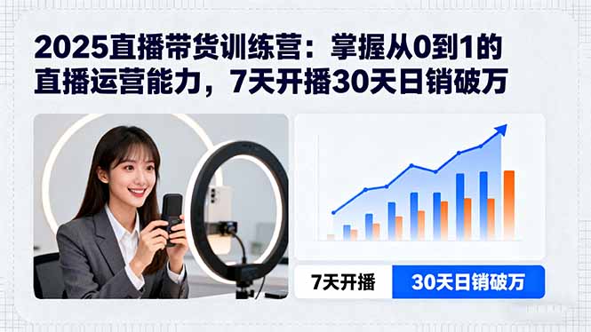 2025直播带货训练营：掌握从0到1的直播运营能力，7天开播30天日销破万-juejinmima