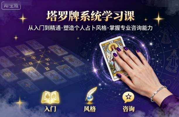 塔罗牌系统学习课，助你从入门到精通，塑造个人占卜风格，掌握专业咨询能力-juejinmima