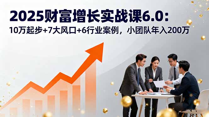 2025财富增长实战课6.0：10万起步+7大风口+6行业案例，小团队年入200万-juejinmima