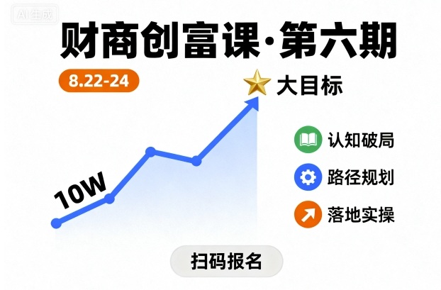 财商创富课第六期8月22-24号，如何从10W起步，一步步实现大目标-juejinmima