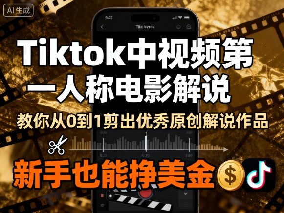Tiktok中视频第一人称电影解说，教你从0到1剪出一个优秀的原创解说作品，新手也能挣美金-juejinmima