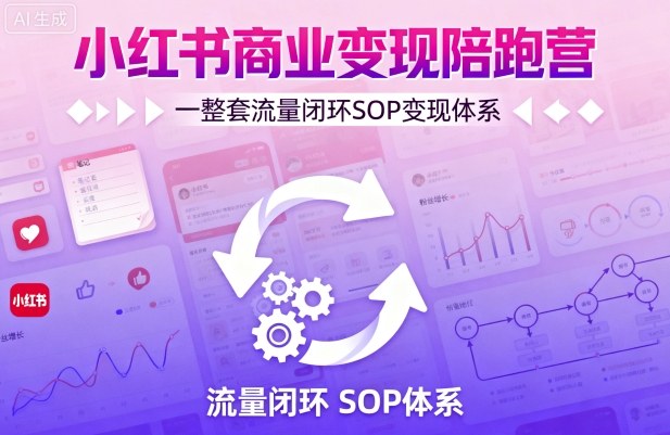 小红书商业变现陪跑营，轻IP矩阵 私域获客 聚光投流，一整套流量闭环SOP变现体系-juejinmima