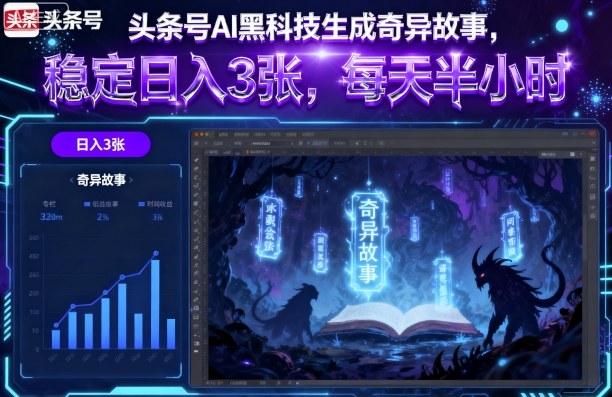 头条号AI黑科技生成奇异故事，稳定日入3张，每天半小时-juejinmima