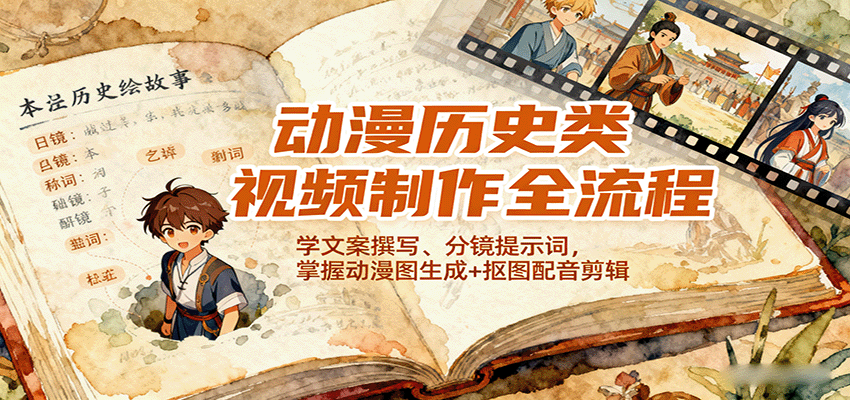 动漫历史类视频制作全流程，学文案撰写、分镜提示词，掌握动漫图生成+抠图配音剪辑-juejinmima