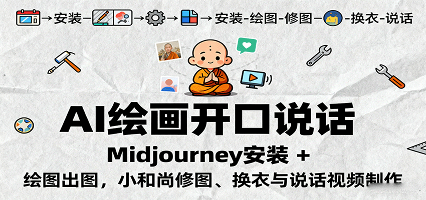 AI绘画开口说话，Midjourney安装 + 绘图出图，小和尚修图、换衣与说话视频制作-juejinmima