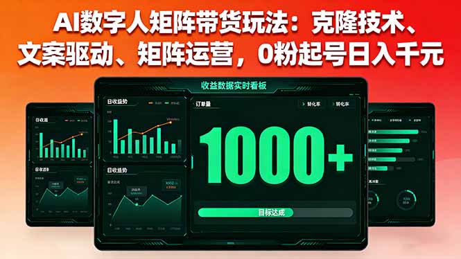 AI数字人矩阵带货玩法：克隆技术、文案驱动、矩阵运营，0粉起号日入千元-juejinmima