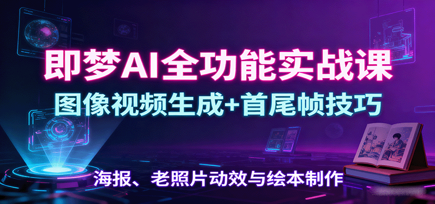 即梦AI全功能实战课：图像视频生成+首尾帧技巧，海报、老照片动效与绘本制作-juejinmima