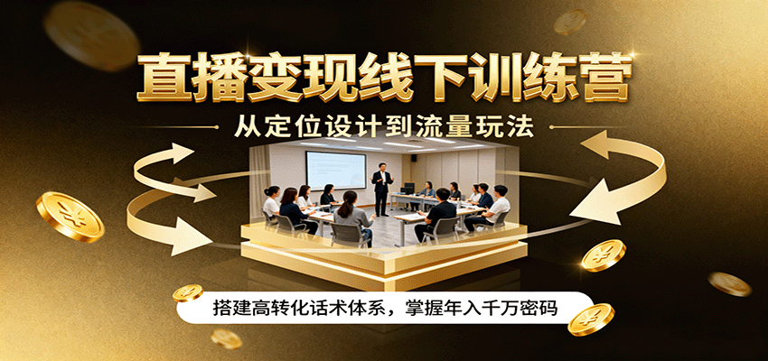 直播变现线下训练营，从定位设计到流量玩法，搭建高转化话术体系，掌握年入千万密码-juejinmima
