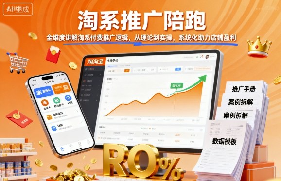 淘系推广陪跑，全维度讲解淘系付费推广逻辑，从理论到实操，系统化助力店铺盈利-juejinmima