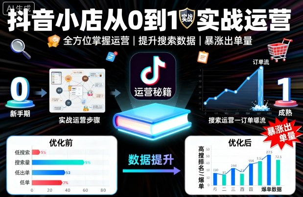 抖音小店从0到1实战运营，帮你全方位掌握小店运营，提升搜索数据与出单量-juejinmima