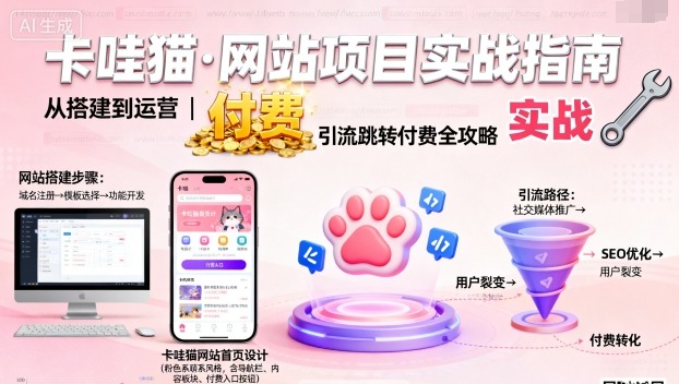 卡哇猫·网站项目，网站搭建与运营以及引流跳转付费-juejinmima