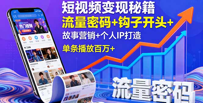 短视频变现秘籍，流量密码+钩子开头+故事营销+个人IP打造，单条播放百万+-juejinmima