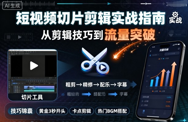 短视频切片剪辑实战指南，从剪辑技巧到流量突破-juejinmima
