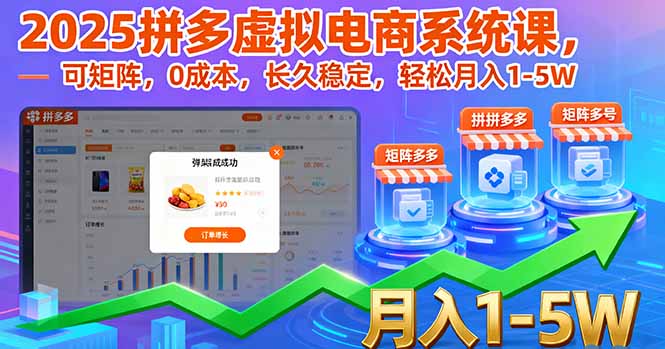 2025拼多多虚拟电商系统课，可矩阵，0成本，长久稳定，轻松月入1-5W-juejinmima