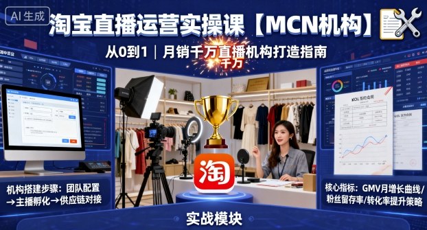 淘宝直播运营实操课【MCN机构】，从0到1做一家月销千W的直播机构-juejinmima